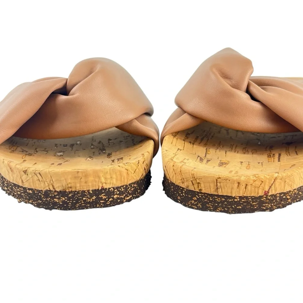 Flattered Lou Vegan Leather Beige Cork Slip On Sandals Slides  Women 37